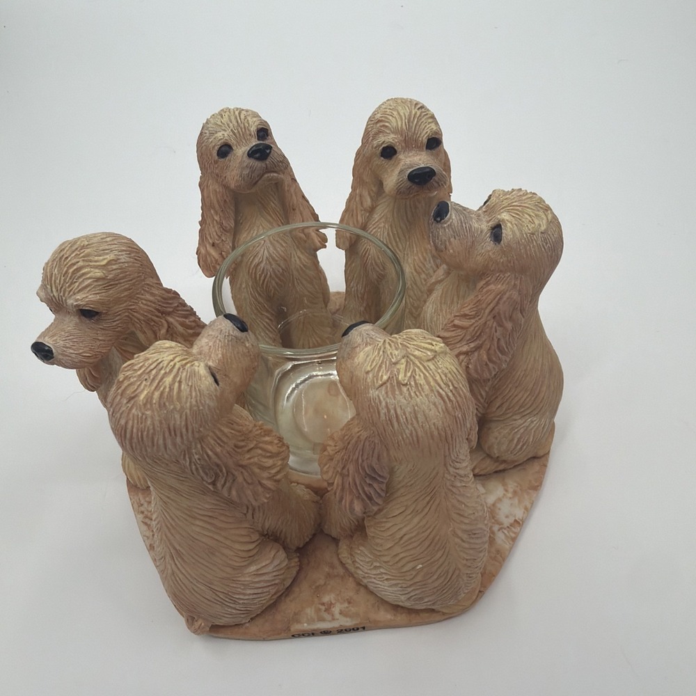 Cocker Spaniel Dogs Circle Votive Candle Holder Ring " True Friends" - Picture 2 of 7
